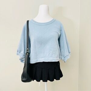 Aerie blue bubble sleeve cropped sweatshirt